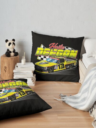 Hailie Deegan #13 Nascar Truck Throw Pillow Official Hailie Deegan Merch