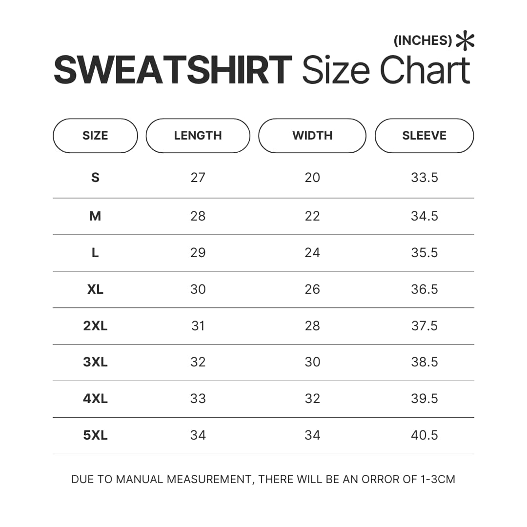 Sweatshirt Size Chart - Hailie Deegan Shop