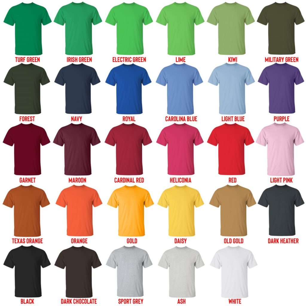 t shirt color chart - Hailie Deegan Shop